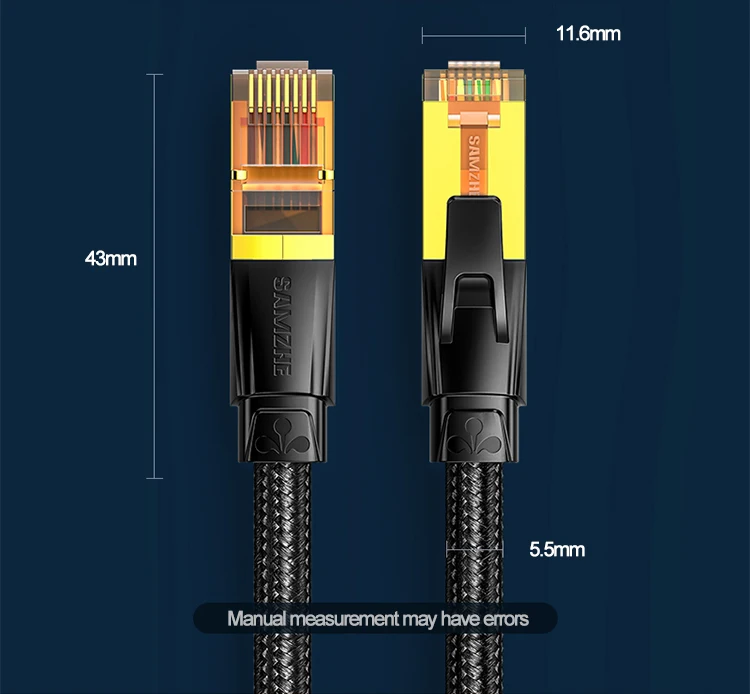 SAMZHE Ethernet Kabel CAT7 10Gbps Baumwolle Geflochtene Netzwerk Lan Kabel für Modem Laptops PS5 4 Router 1m 5m 10m RJ45 Kabel Ethernet – Detail 10