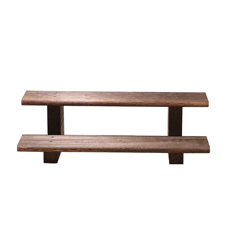 Paulownia Purple Sand Pot Storage Shelves Solid Wood Chinese Desktop Ornament Dish Rack for Tea Set Cup Holder 5