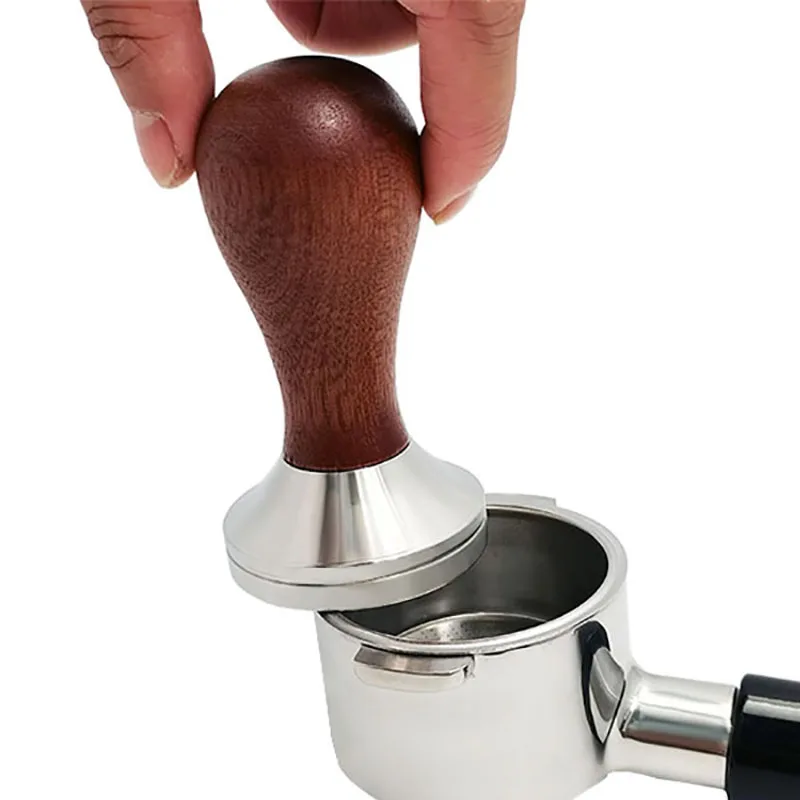 Espresso Tamper 51mm, Stainless Steel Base Wood Handle 58mm Tamper Coffee  53.3mm Coffee Tampers for 51/54/58mm Portafilter