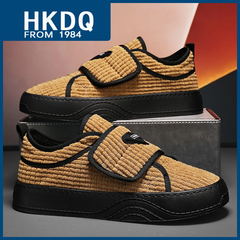 

HKDQ Fashion Corduroy Men's Casual Sneakers Classic HOOK&LOOP Skateboard Shoes Men Trendy Comfort Original Sports Shoes For Men