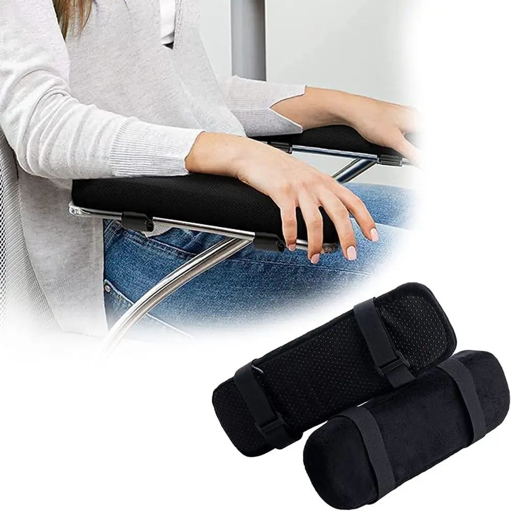 Memory Foam Chair Armrest Pads Fixed Buckle Black Arm Rest Cover Cushion Pad Forearm Pressure Relief Armrest Pads Cover 3