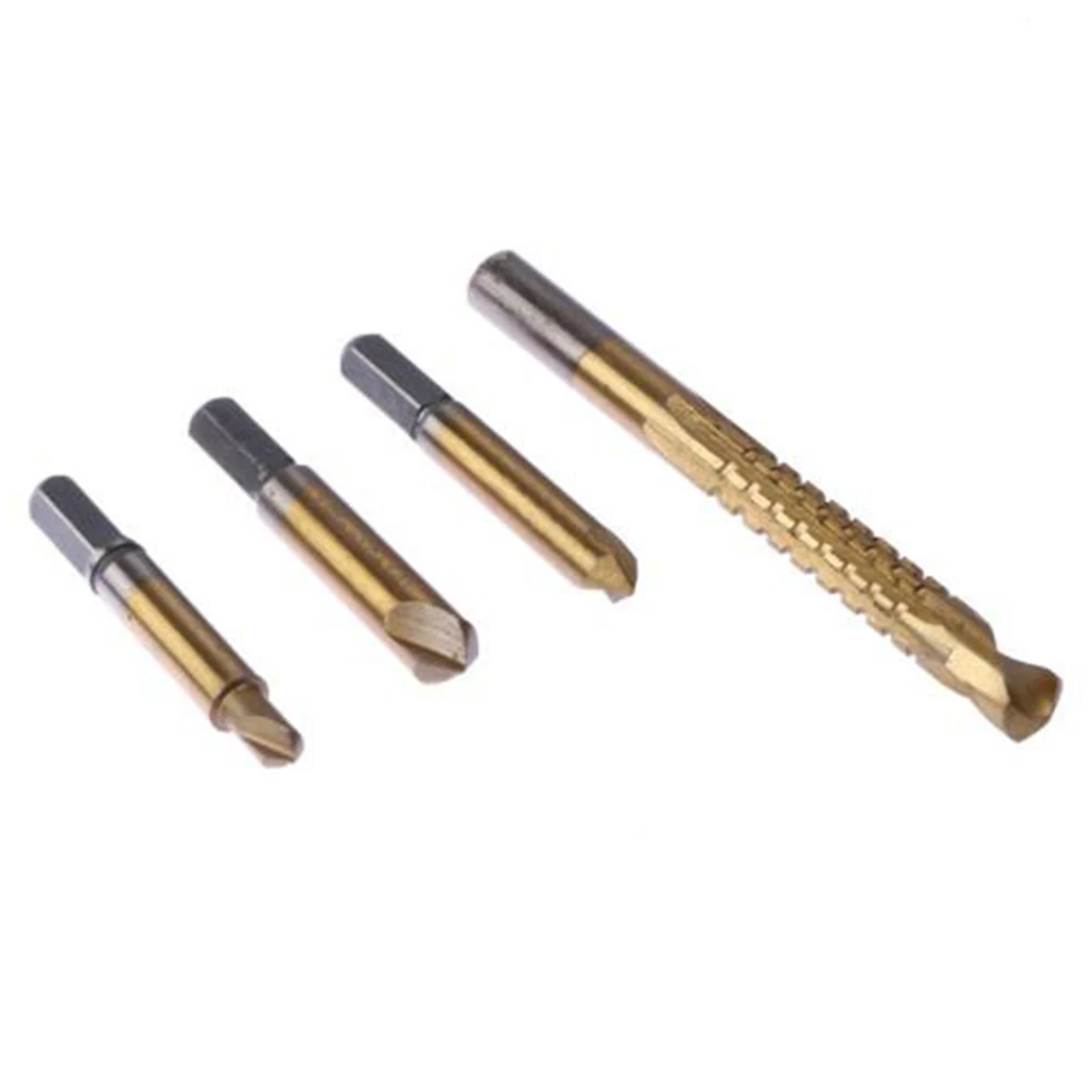

4Pcs Damaged Screw Extractor Drill Bit Set HSS Stud Remover Tool For Wood Aluminum Plastic Grooving Metalworking Tool Parts