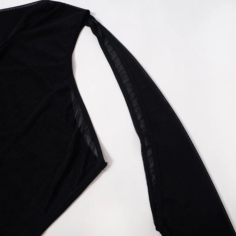 Black See Through Y2k Dress For Women Clothing Long Sleeve Vestidos De Mujer Slim Sexy Streetwear High Waist Autumn Robe Femme