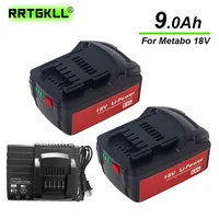 Ensembles de batterie et chargeur pour Metabo, outil électrique sans fil, perceuse, tournevis, marteaux enveloppés, 18V, 9000mAh, 18V, 9,0 Ah 1