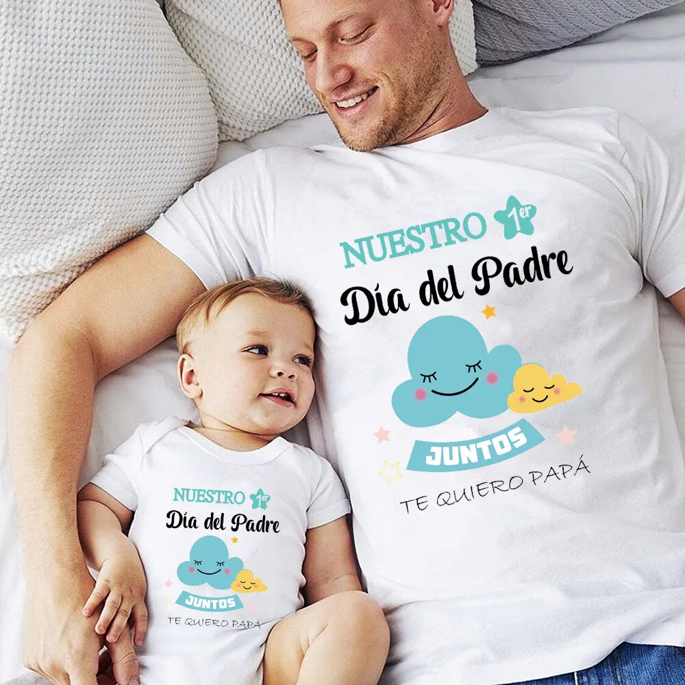 Father‘s Day Set Our First Father's Day Together I Love You Dad Pattern Print Family Matching Outfit Father's Day Party Clothing 3