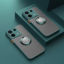 Magnetic Ring Stand Holder Shockproof Phone Case with Skin Feel for Note 12 Pro Speed (Dark Green)