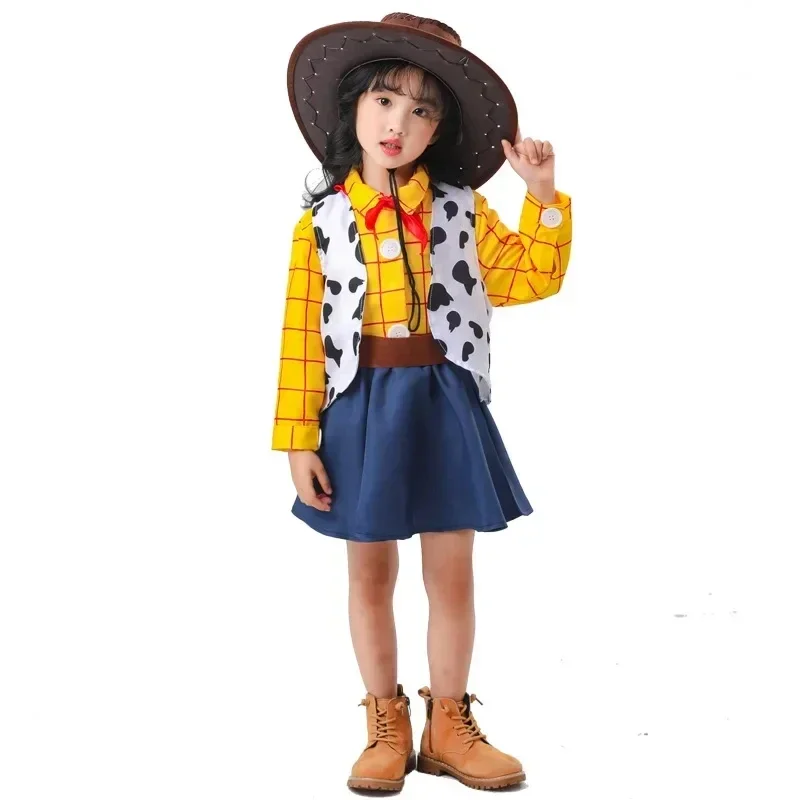 Halloween Toy Cosplay Story Adult Kids Woody Costume Cowboy Cowgirl Dress Carnival Party Dress Up Stage Performance Fancy Dress
