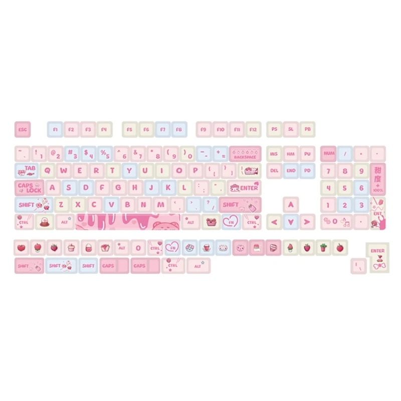 

XDA PBT Keycaps Creamy Strawberry Theme for 133 Keys DyeSublimation Keycap Set for Mechanical Gaming Keyboard Switches