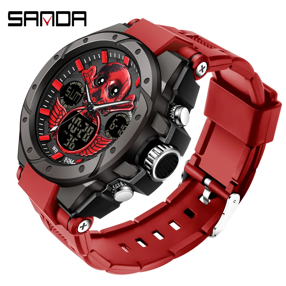 SANDA Watch Army Man Luxury Digital Waterproof Sports Police Watch Men Gift Clock Male Hours Stopwatch Wristwatch New In 2022