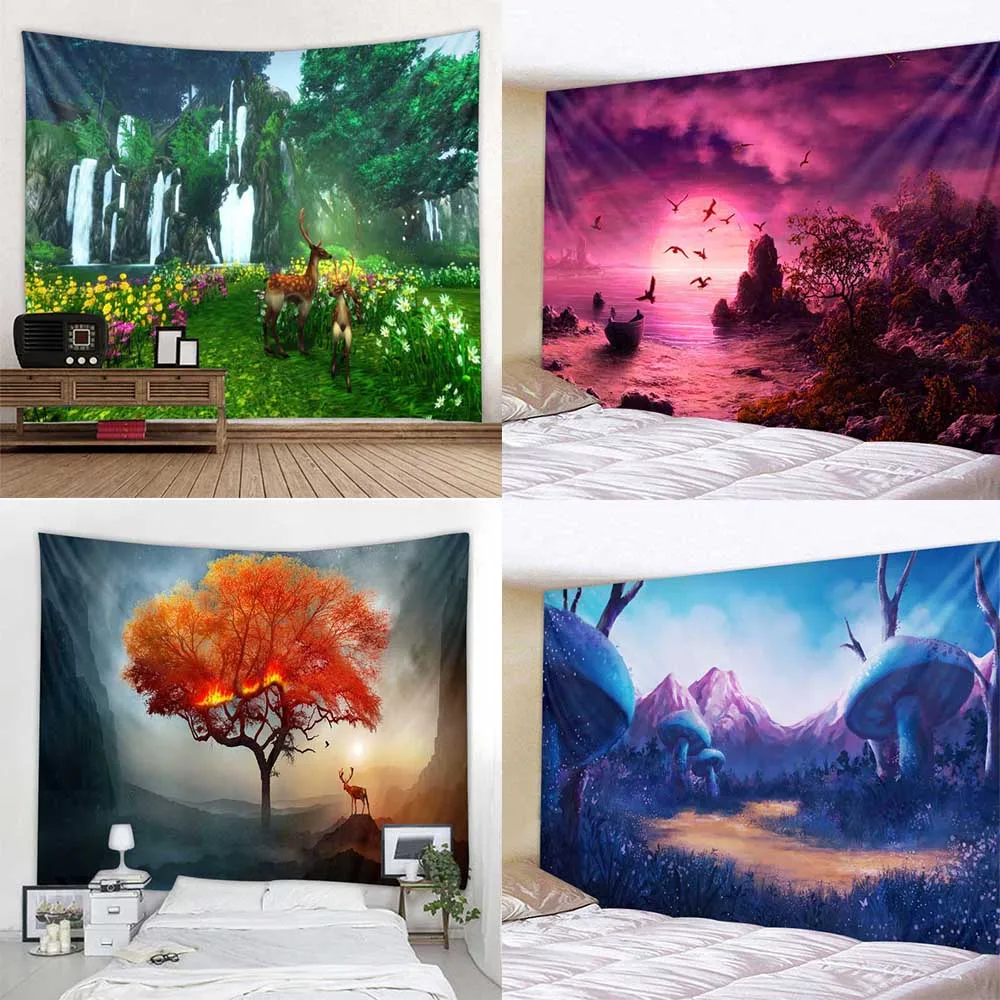 

Фантазия Женская психоделическая настенная подвеска в виде гриба оленя Tapiz Эстетическая домашняя комната общежитие