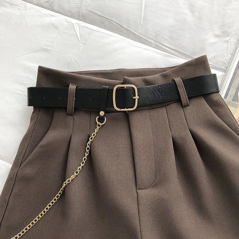 capri clothing Vintage Plus Size Shorts Women Spring Summer Autumn High Waist Loose Five Points Leather Shorts Fashion Short Femme nike sweatpants