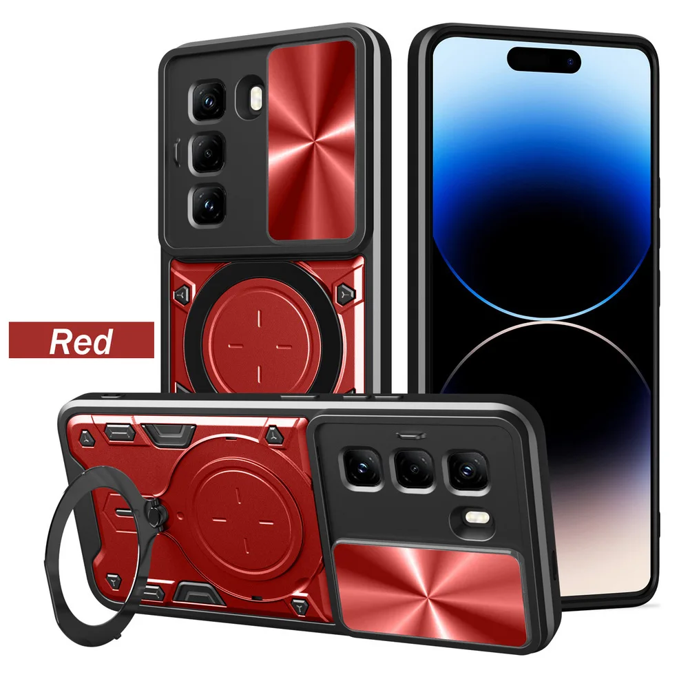 Enhanced Metal Ring Holder Magnet Car Mount Case with Rotating Cover