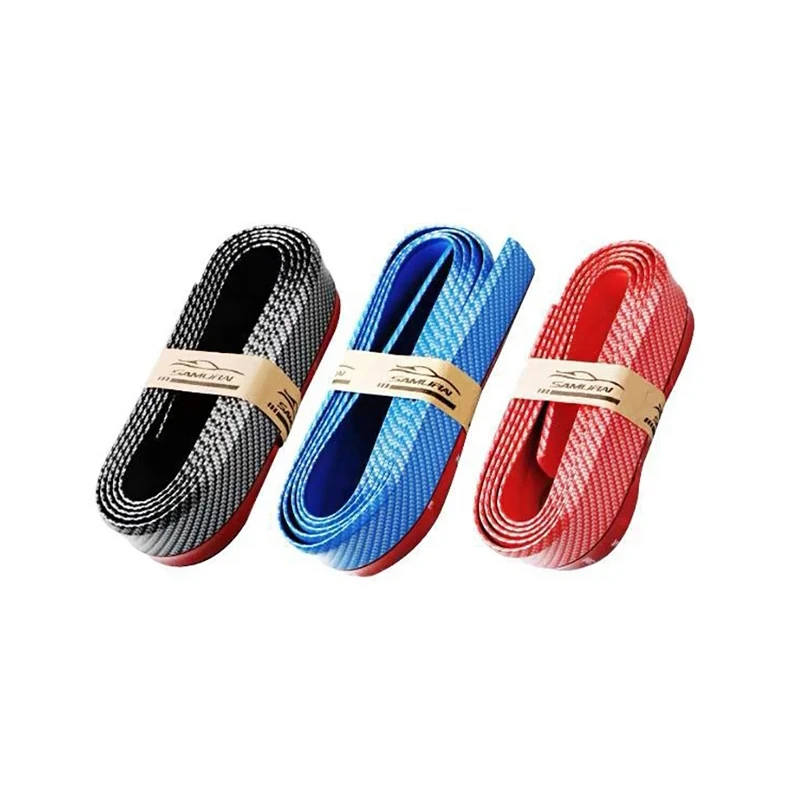 Car Bumper Lip Stickers 2.5M Soft Carbon Fiber Car Rubber Bumper Strip Outside Front Lip Protectors