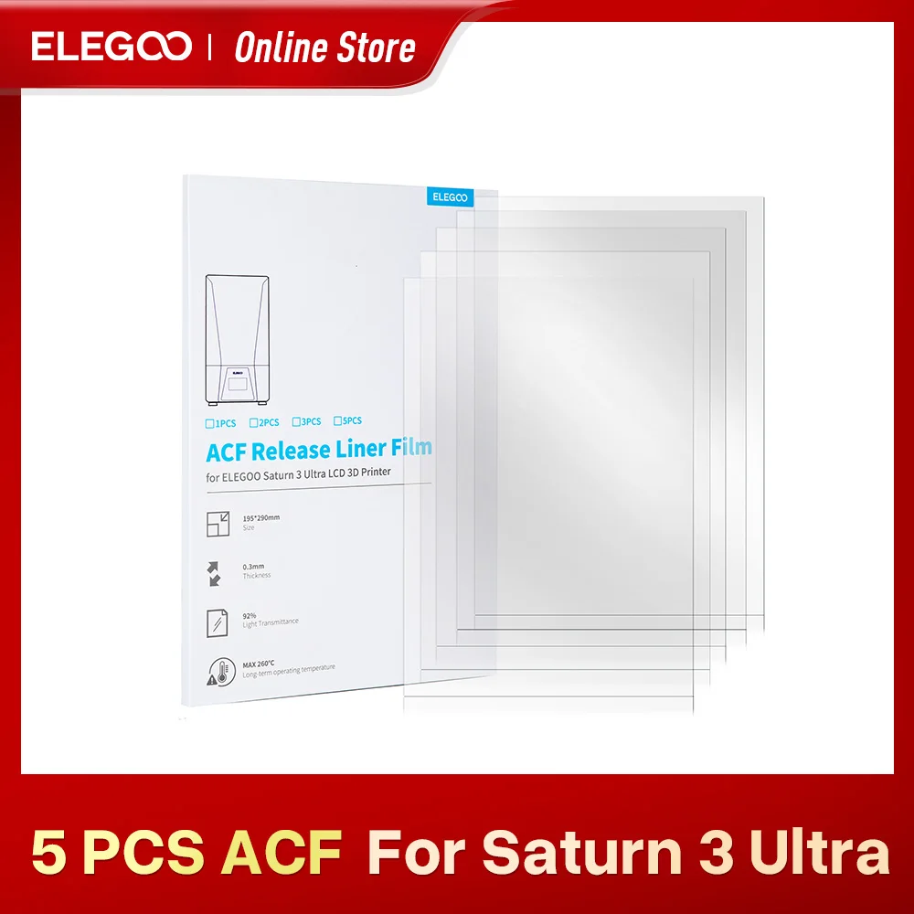 ELEGOO 5PCs ACF Release Films Set for SATURN 3 ULTRA MSLA 3D Printer 0.3mm thickness 3D Printer Parts Filament