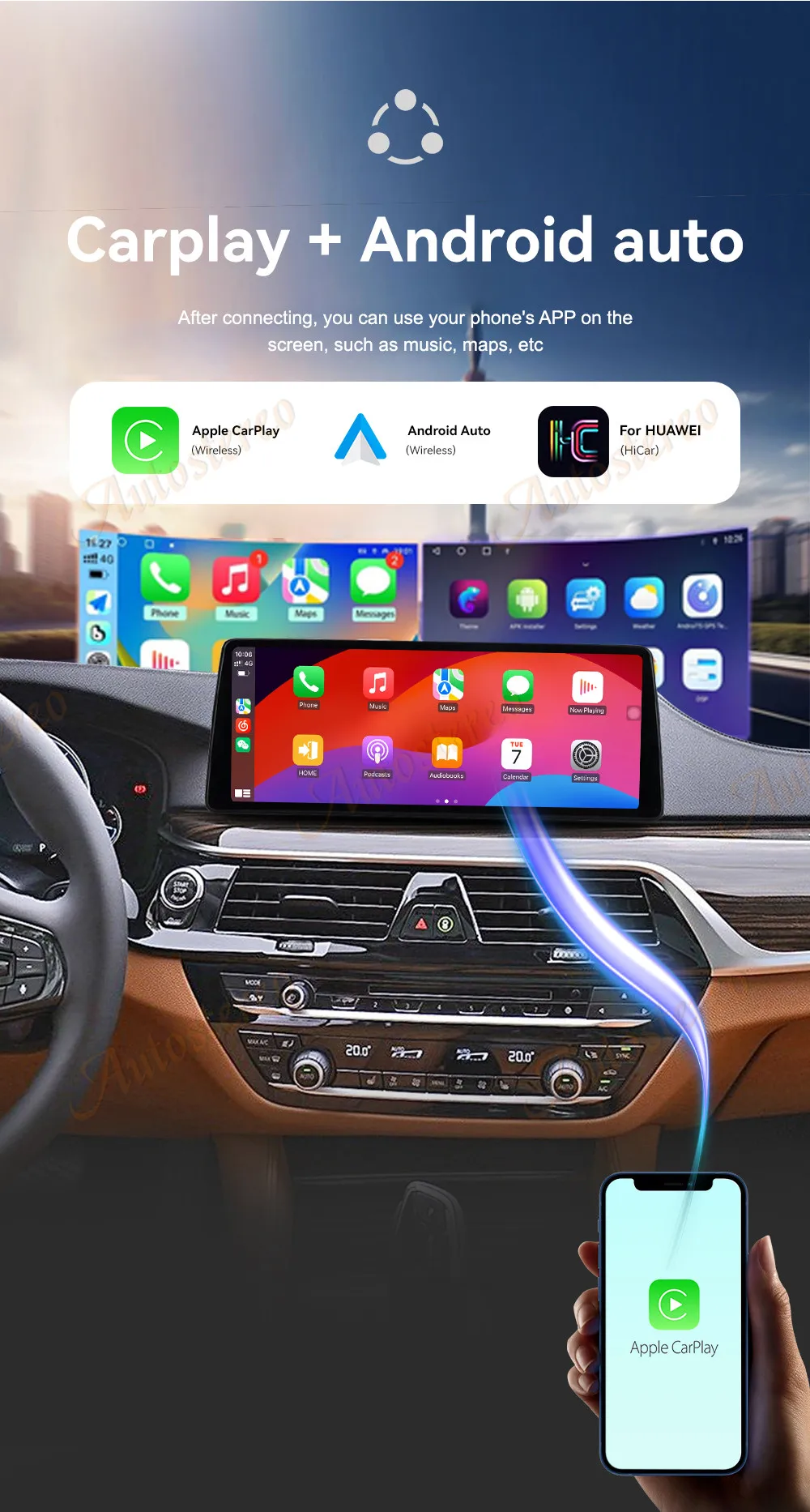 12.9 Ultra Dual BT Carplay Android 13 Car GPS Navigation For BMW 5 G30 G31 2017