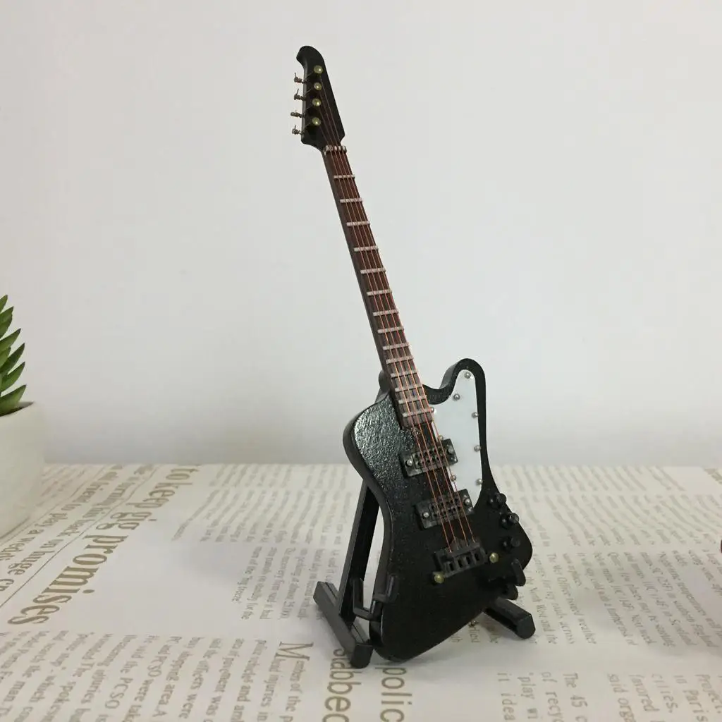 1/6 Wooden Electric Bass Guitar Model for 12" Action Figures Dolls House Decor 3