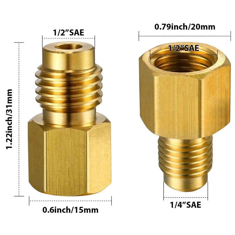 R134A Adapter to R12 Fitting Adapter 1/2 Female Acme to 1/4 Male Flare
