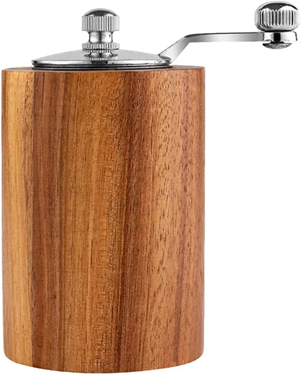 Pepper Mill with Crank Handle, Large Capacity Ergonomic Wooden Hand