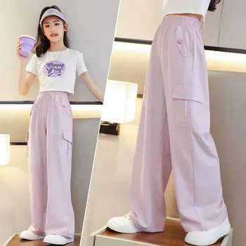 Girls Wide-Leg Ice Silk Pants 1