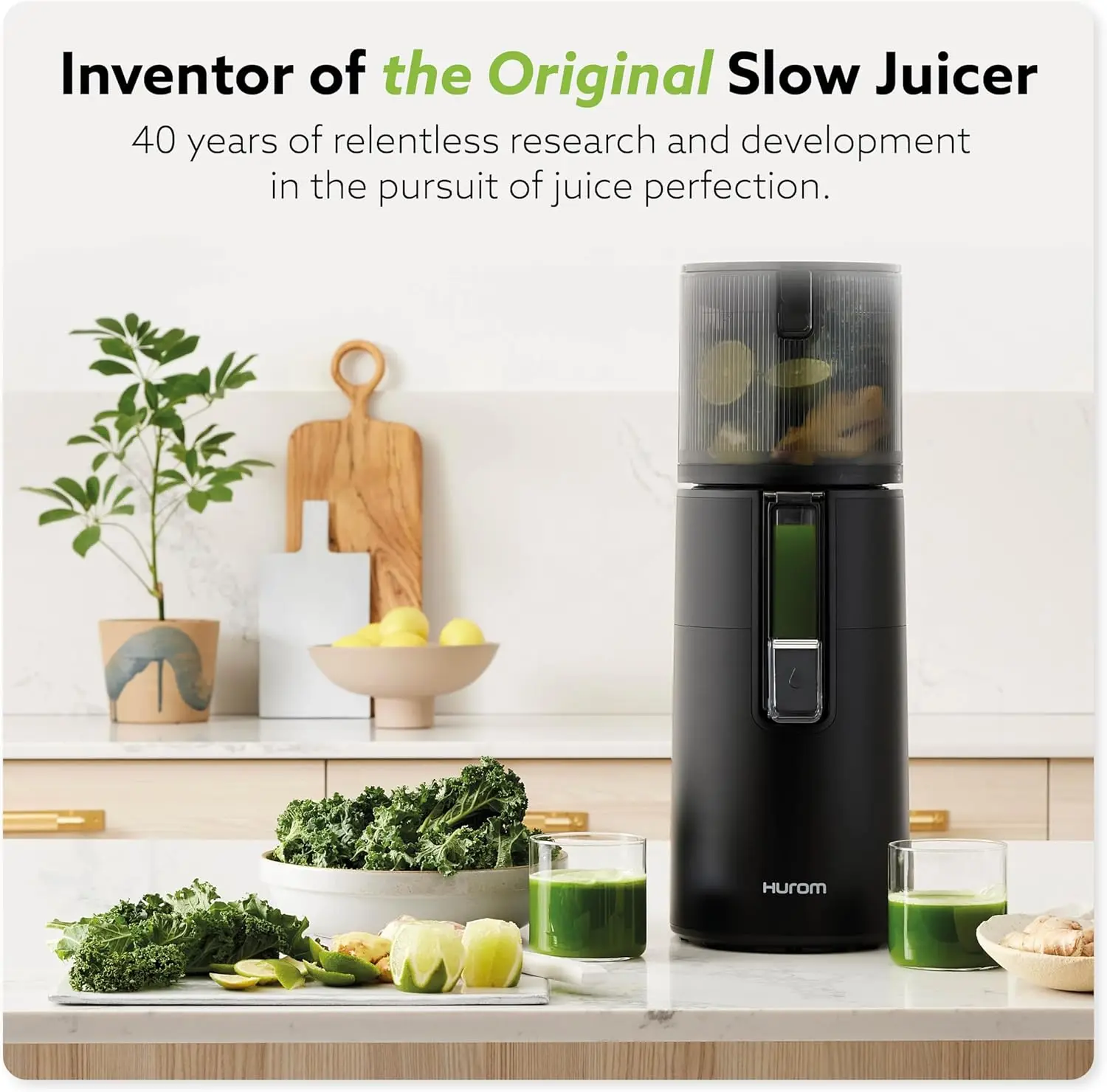 H400 Easy Clean Slow Juicer, Matte Black Hands Free  Hopper Fits Whole Produce  Quiet Motor | Scrub Free Cleaning | BP 2