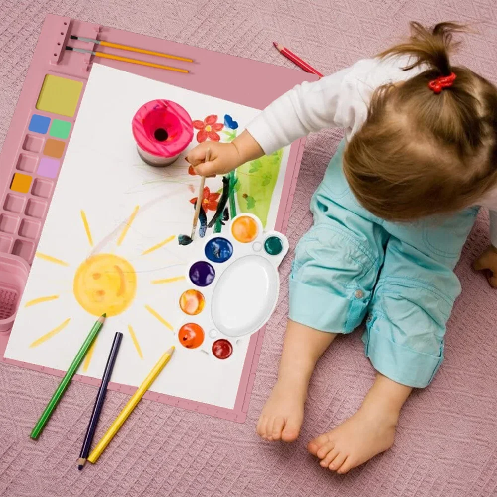 Durable Watercoloring Stamping Non-Stick Silicone Painting Mat For Painting Pigment Palette Ink Blending 50*40cm