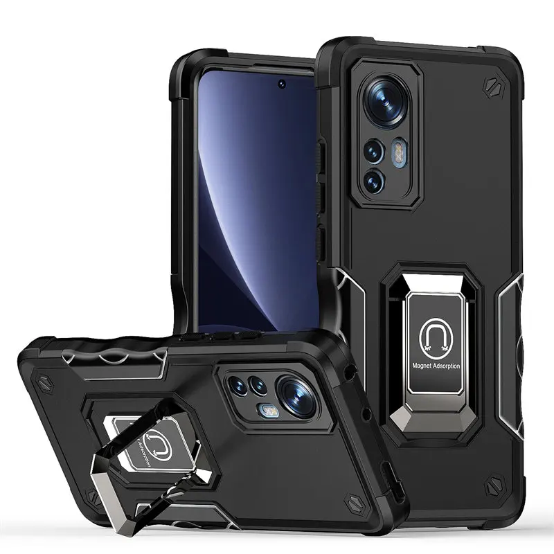 

For Xiaomi Mi 12 12X 5G Case Shockproof Magnetic Metal Aluminum Ring Holder Armor Back Hard Cover for Xiaomi 12 12X Xiaomi12 5G