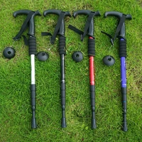 Ultralight Telescopic Trekking Pole T-handle Camping Crutch Anti Shock Walking Stick Club For Nordic Elderly Easy Put Into Bag 2