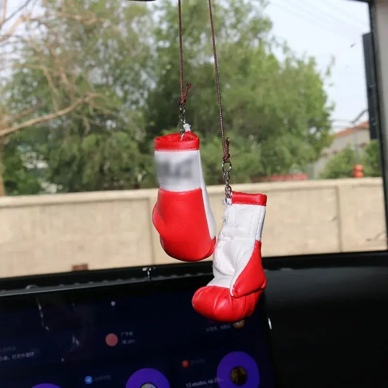 Christmas Boxing Glove Pendant - Mini Car Mirror Hanging Decorations, Festive Rearview Mirror Ornaments for Auto Interiors