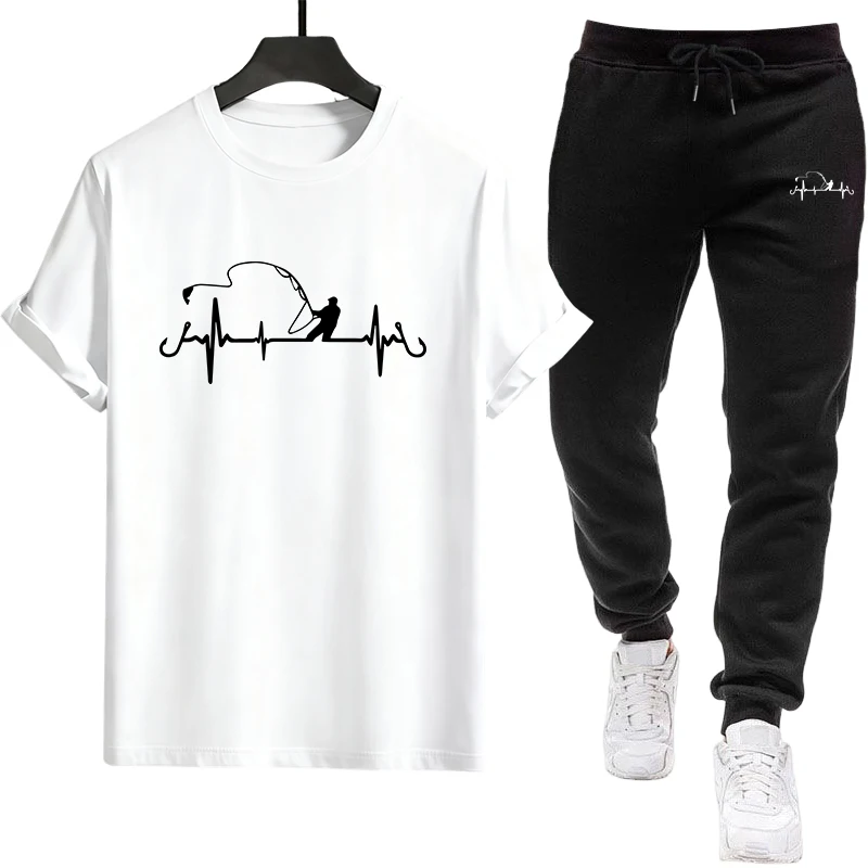 Camiseta de manga corta versátil de una sola pieza para deportes de correr diario y pantalones deportivos, chándal para hombre, calidad informal, verano al aire libre