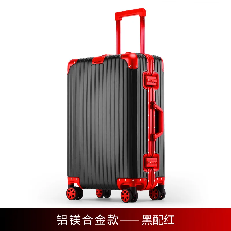 PLUENLI All-Aluminum Magnesium Alloy Trolley Case Female Business Travel Luggage Male Metal Password Suitcase Boarding Bag