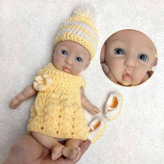 28cm Soft Full Body Solid Silicone Reborn Dolls Handmade Painted