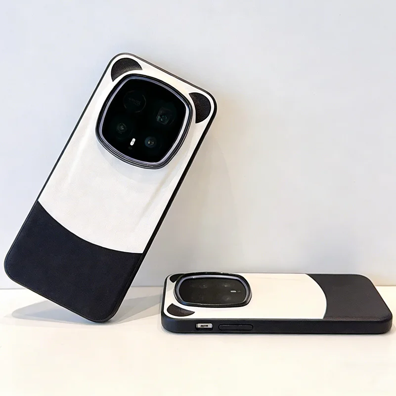 Cute Panda Leather Ring Case with Camera Protection