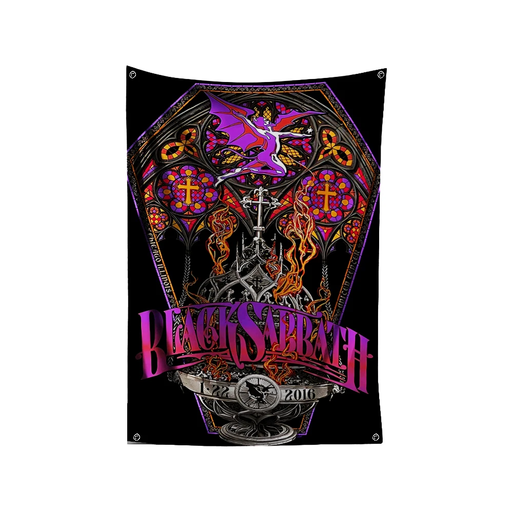 thumbnail image 1 of Bandera de música rock negra S-sabbaths de 3 x 5 pies, impresión digital de poliéster, pancarta para arte de pared de garaje, decoración de puertas exteriores con ojales, 1 of 5