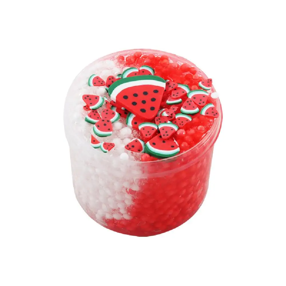 Slime Kit 70ml Strawberry Kiwi Foam Ball Crystal Crunchy Glitter Soft Non-Sticky Clear Set