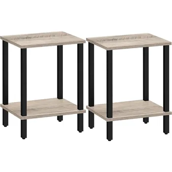 End Table, Set of 2, Side Table, Nightstand, 2-Tier Storage Shelf, Sofa Table for Small Space, Living Room 5