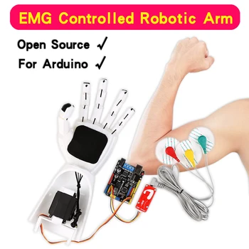 Braccio robotico controllato EMG per Arduino Sensore EMG Kit fai da te Scienza scolastica STEM Istruzione Insegnamento della fisica