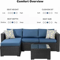 BestsellerBestsellerBestseller5 pieces patio furniture sets, wicker outdoor sectional furniture with glass table and cushions, r 6