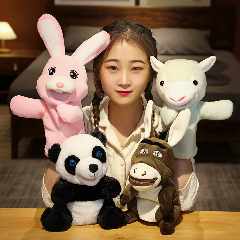 

New Hand Finger Puppet Kawaii Animal Plush Doll Educational Baby Toys Alpaca Rabbit Panda Donkey Soft Toy Stuffed Doll