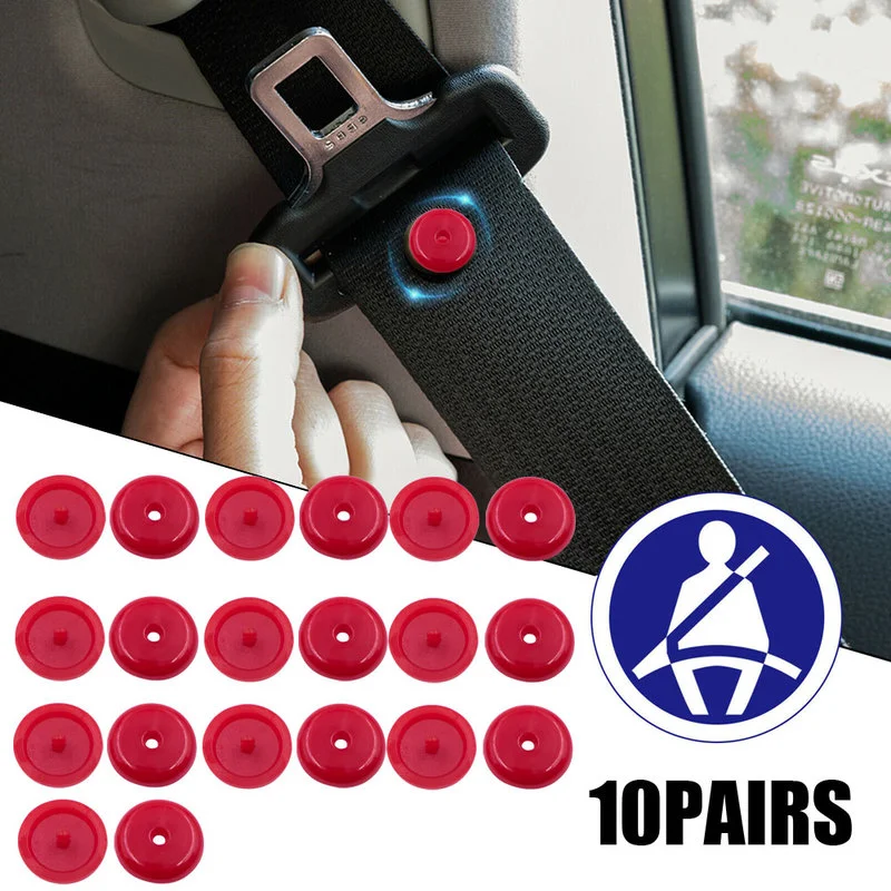 

10 Pair Car Seat Belt Stopper Buttons Automobile Limit Safety Buckles Fixed Clips Seat Belt Plug Retainer Red Decor Accessories