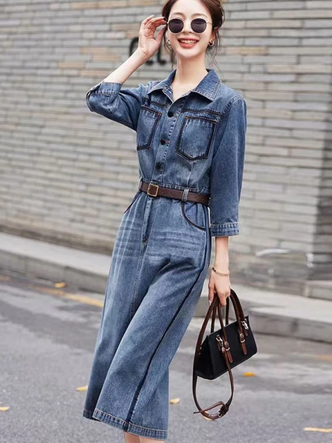 denim shift dress