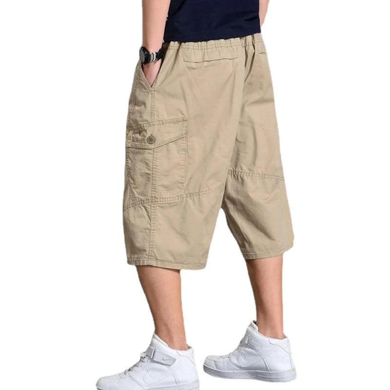 

Multi Pocket Calf-Length Pants Men's Sports Joggers Cotton Thin Casual Loose Oversized Overalls Ropa Para Hombre