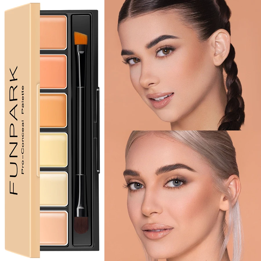 6-color Concealer Blush Palette Cream Matte Highight Contour Makeup  Eyeshadow Base Palette with Brush Covering For Dark Circles 4