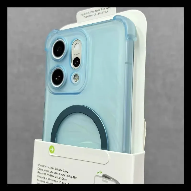 Magnetic Wireless Charging Shockproof Translucent Phone Case with Airbag Protection