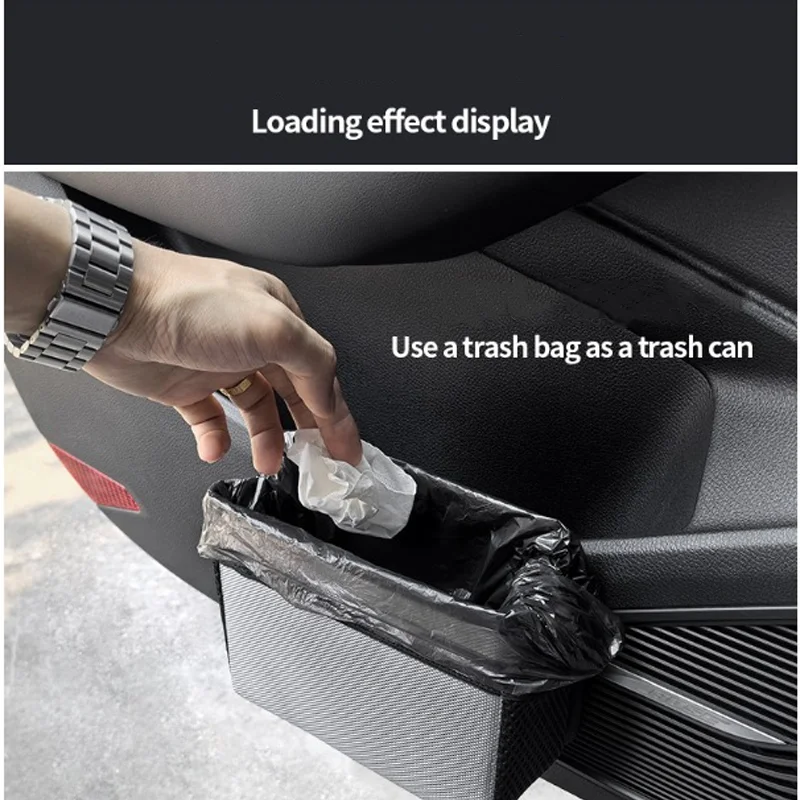 Car Side Door Foldable Trash Can PU Leather Multifunction Storage Box Car Organizer Seatback Hanging Storage Bag Trash Bin car trash can