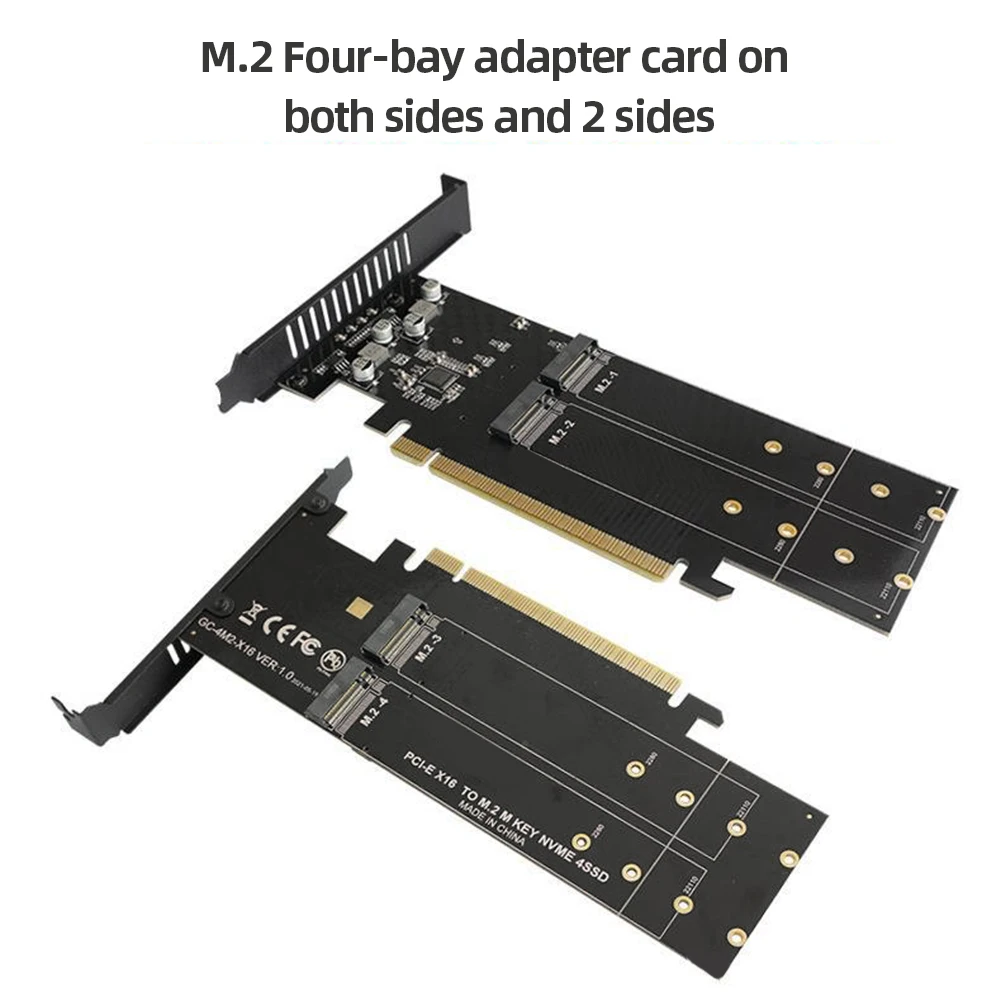 M.2 NVME Expansion Card M Key PCIE 3.0 X16 Adapter Board 4 Slot HDD Adapter Controller Supports Raid with Heatsink hard drive adapter ssd adapter
