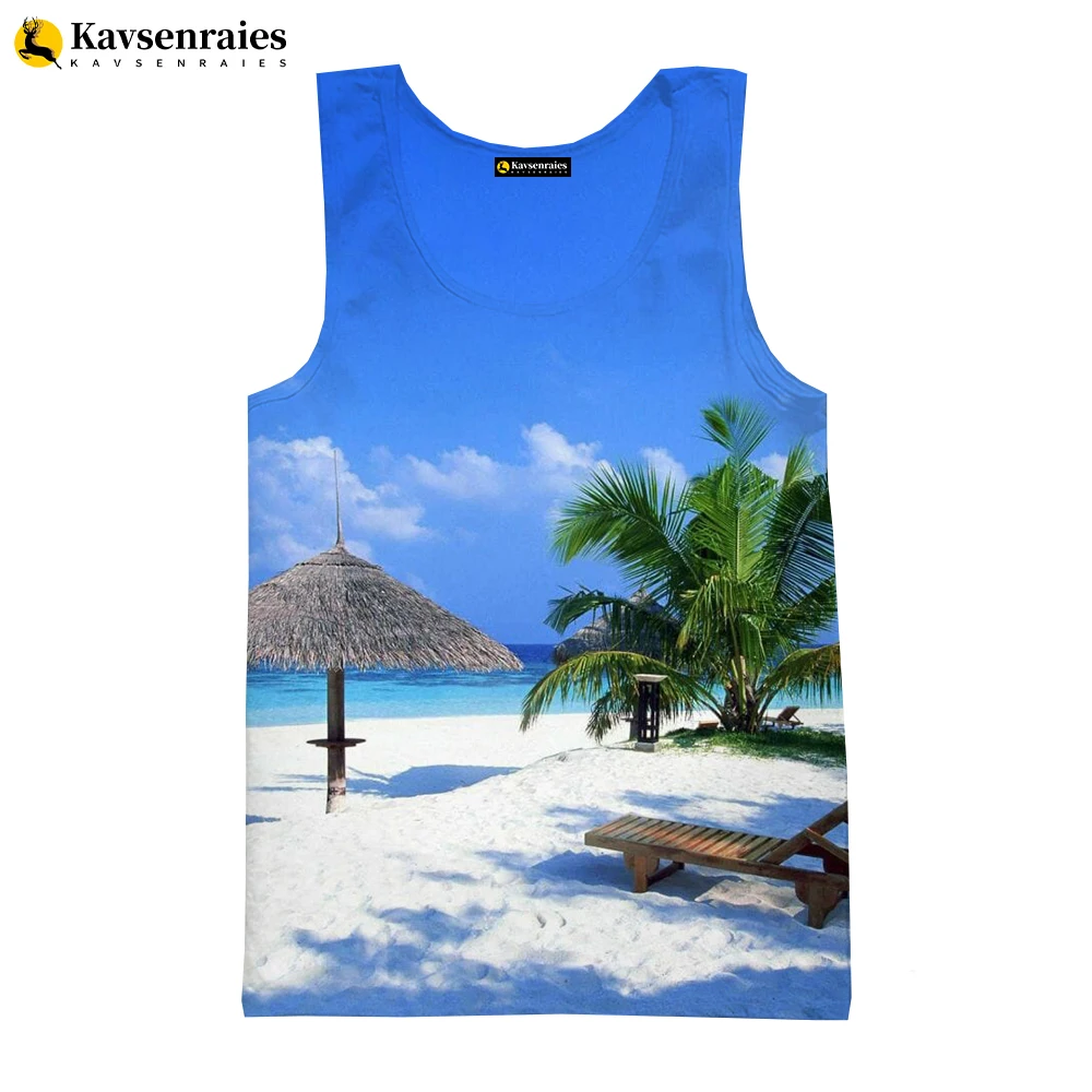 

2022 New Summer Sea Beach Printed 3D Vest Outdoor Fashion Casual Men's Tank Tops Palm Tree Harajuku Streetwear Sleeveless Tops