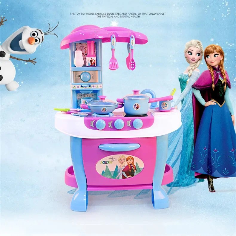 [Disney] Lights and sound Frozen Simulated kitchen set play kitchen food play house set kids cooking toys for girl birthday gift 2