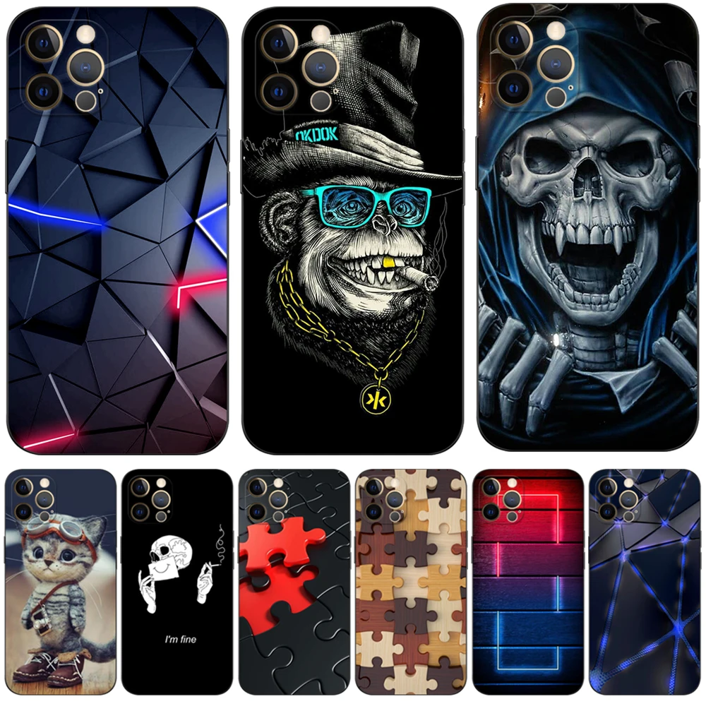 Per Iphone 12 Custodia Per Iphone 12 Mini 12 Pro Max Cover Per Apple Iphone12 12Pro Bumper Black Tpu Case Modello Astratto