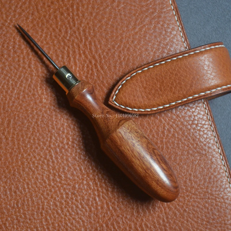 Leather Punch Tool Leather Punching Awl Homemade Handmade Leather Piercing Tools Awl Solid Wood Olive Cone Flat Cone DIY Leather Crafts To Make Through Hole Utensils
