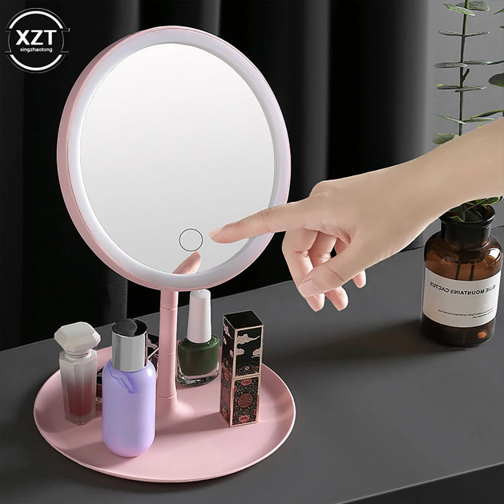 

Makeup Mirror with Light Adjustable Smart Touch Dimmer USB Student Dormitory Desktop Portable Vanity Mirror